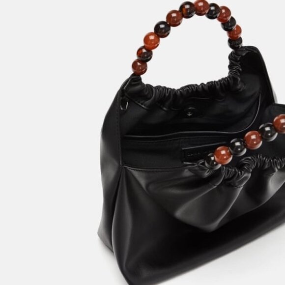 Zara black bucket bag with round handles - Picture 2 of 5